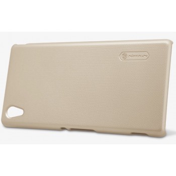 Xperia M4 Aqua dėklas auksinis "Nillkin" Frosted Shield + plėvelė Xperia M4 Aqua dėklas auksinis "Nillkin" Frosted Shield + plėvelė